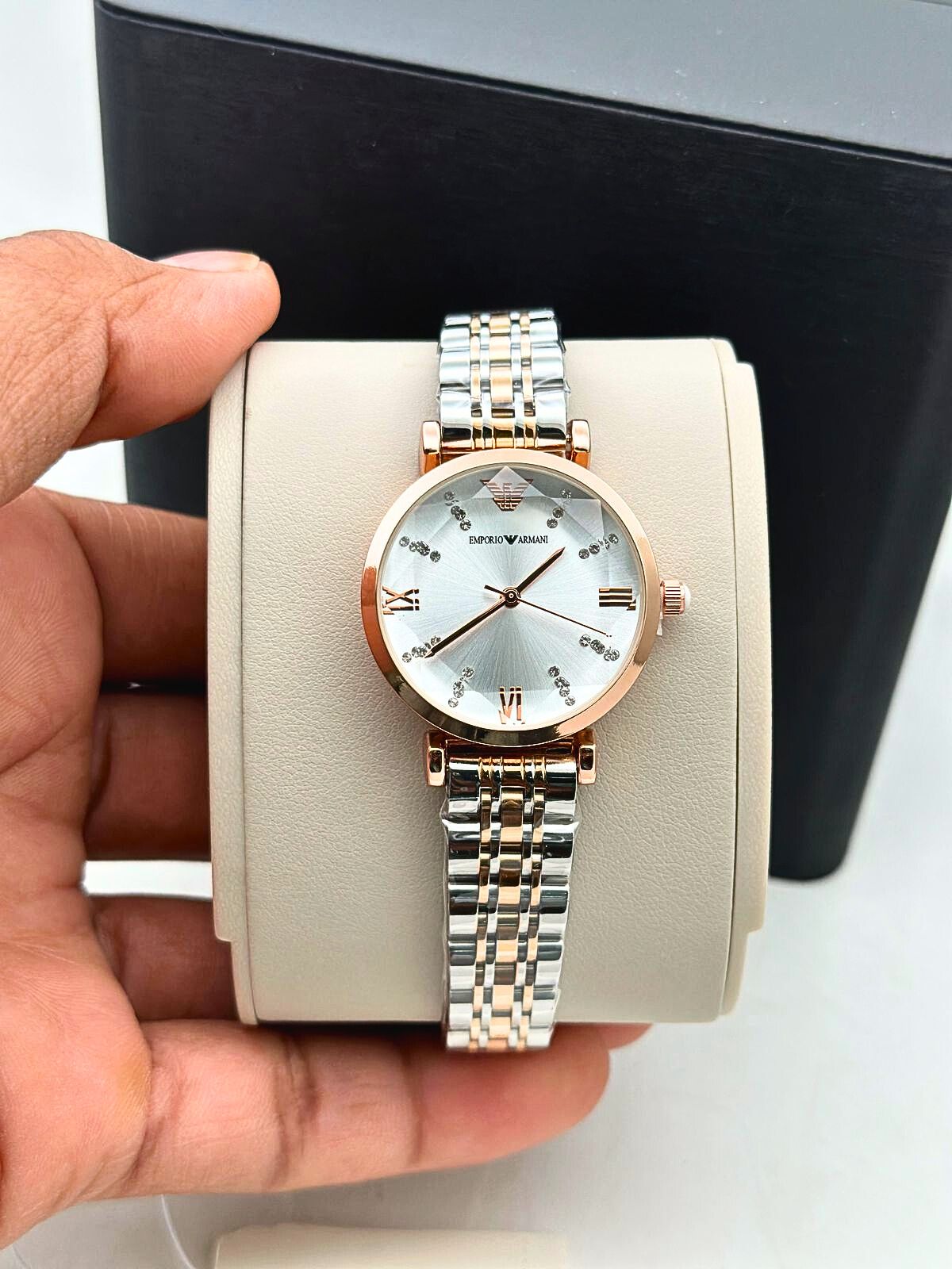 Emporio Armani Women’s Watch – Rose Gold & Silver Bracelet Edition
