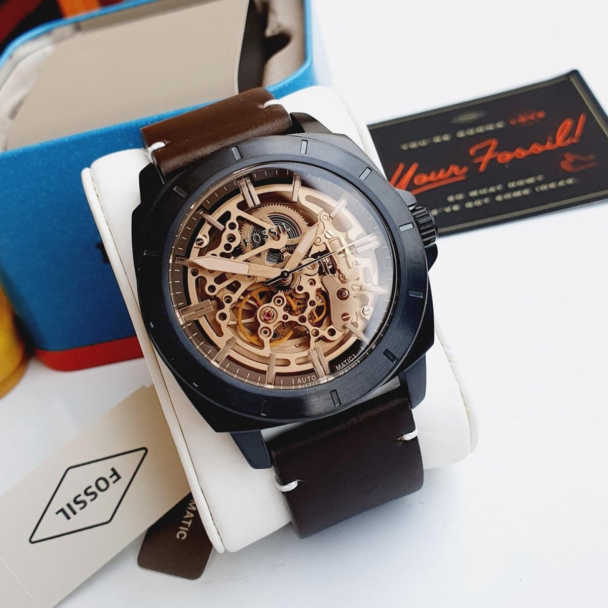 Fossil Automatic Skeleton Menβs Watch β Black Case - Chronoverse