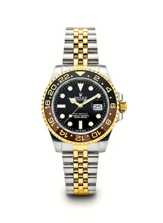 Luxury GMT Master Black Dial Men’s Watch – Two-Tone Gold Edition