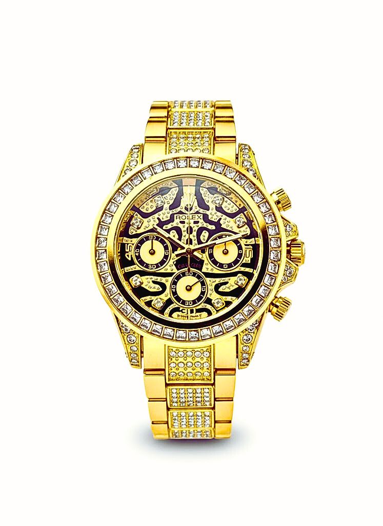 Luxury Full Gold tiger eye Chronograph Watch – Diamond Master Edition