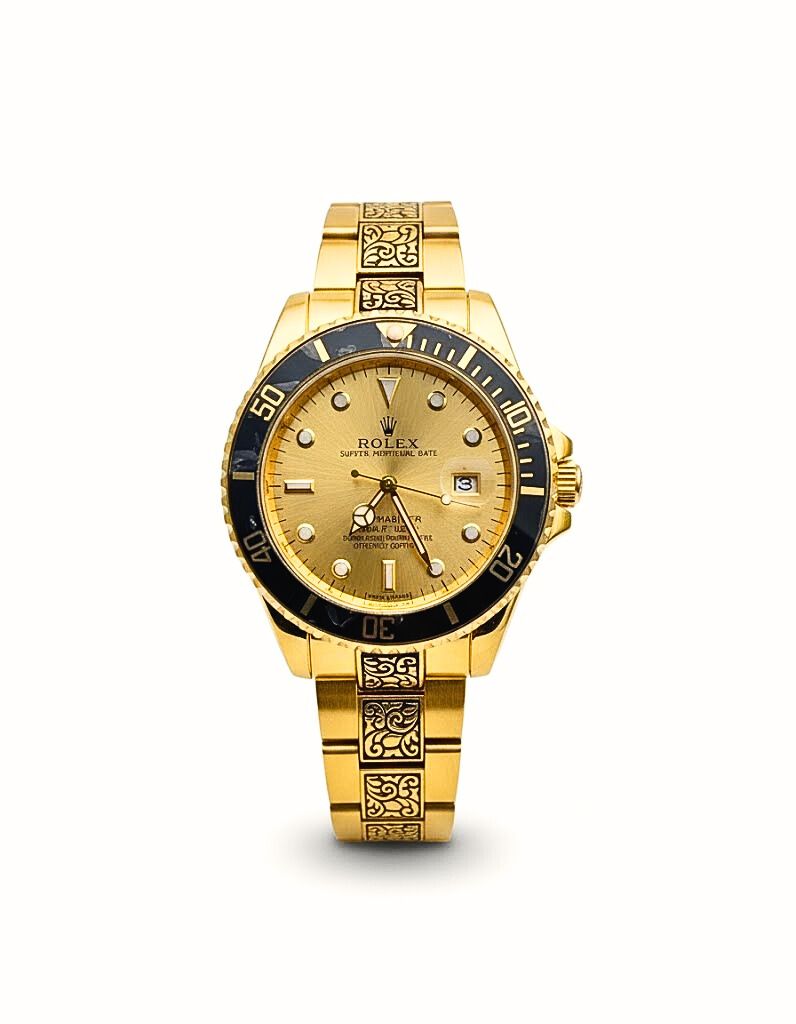 Luxury Submariner Gold Dial Men’s Watch – Royal Engraved Edition