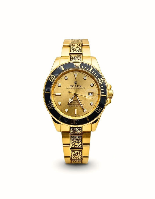 Luxury Submariner Gold Dial Men’s Watch – Royal Engraved Edition