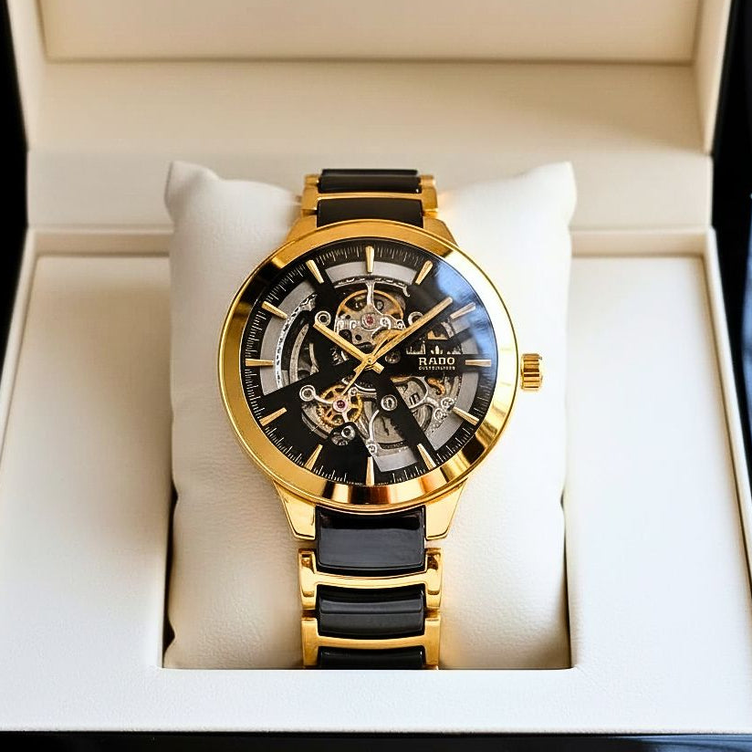 Rado Automatic Men’s Watch – Luxury Gold and Black Collection