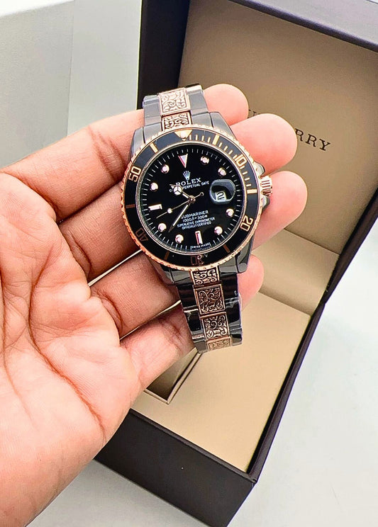Luxury Submariner Black Dial Men’s Watch – Rose Gold Edition