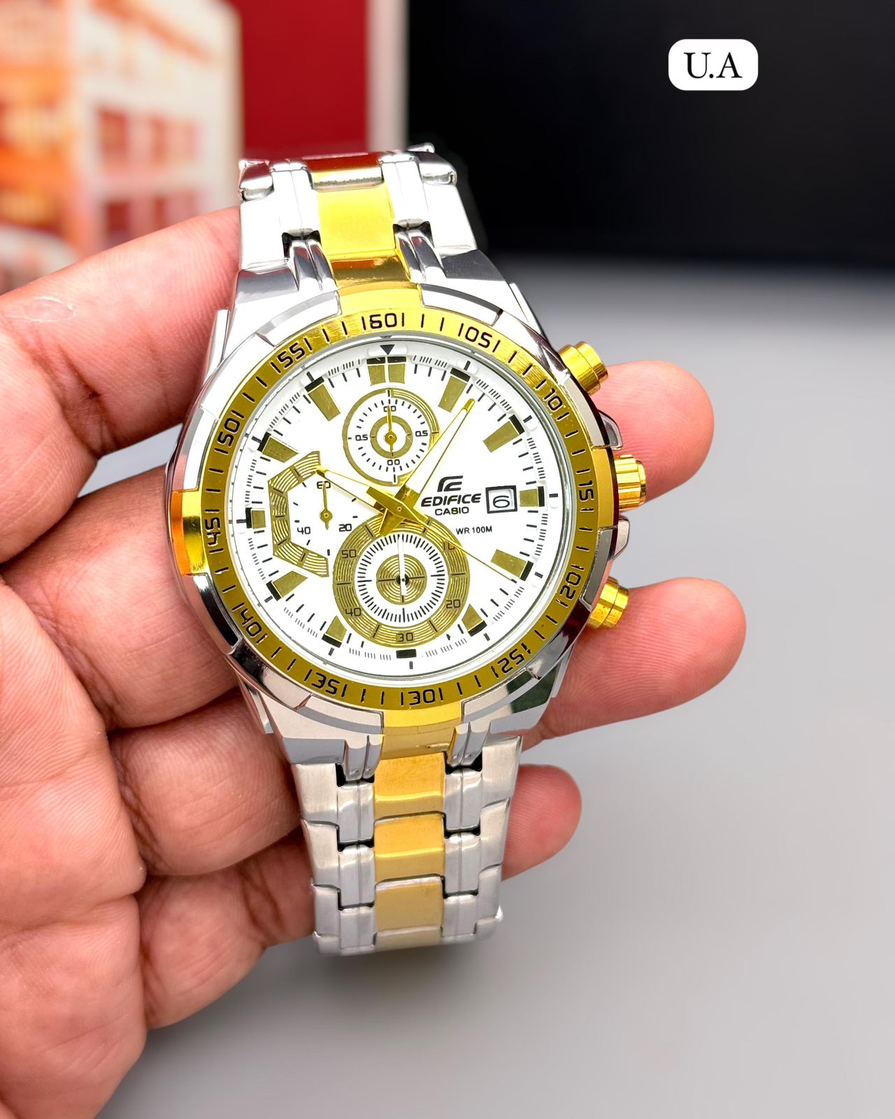 Casio Edifice Chronograph Men’s Watch – Two-Tone Gold & Silver Edition