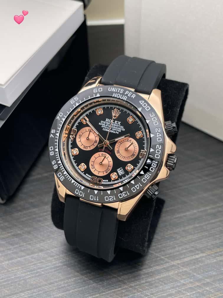 Luxury Daytona Chronograph Black Dial Men’s Watch – Rose Gold Edition