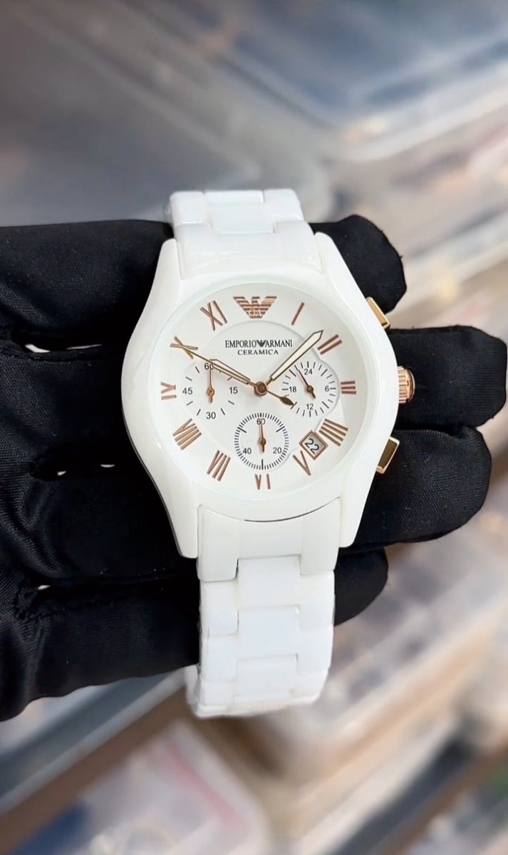 Emporio Armani White Ceramic Chronograph Men’s Watch - Chronoverse