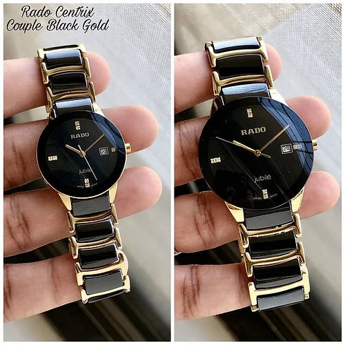 Rado Jubile Black & Gold Ceramic Couple Watch