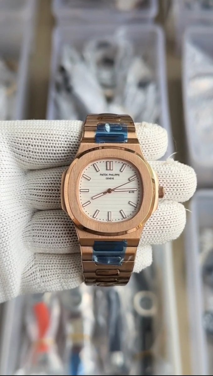 Patek Philippe Nautilus Rose Gold White Dial Men’s Watch - Chronoverse