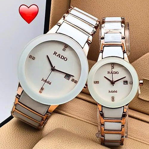 Rado Jubile Ceramic Couple Watches – White & Rose Gold