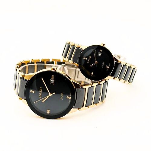 Rado Jubile Black & Gold Ceramic Couple Watch